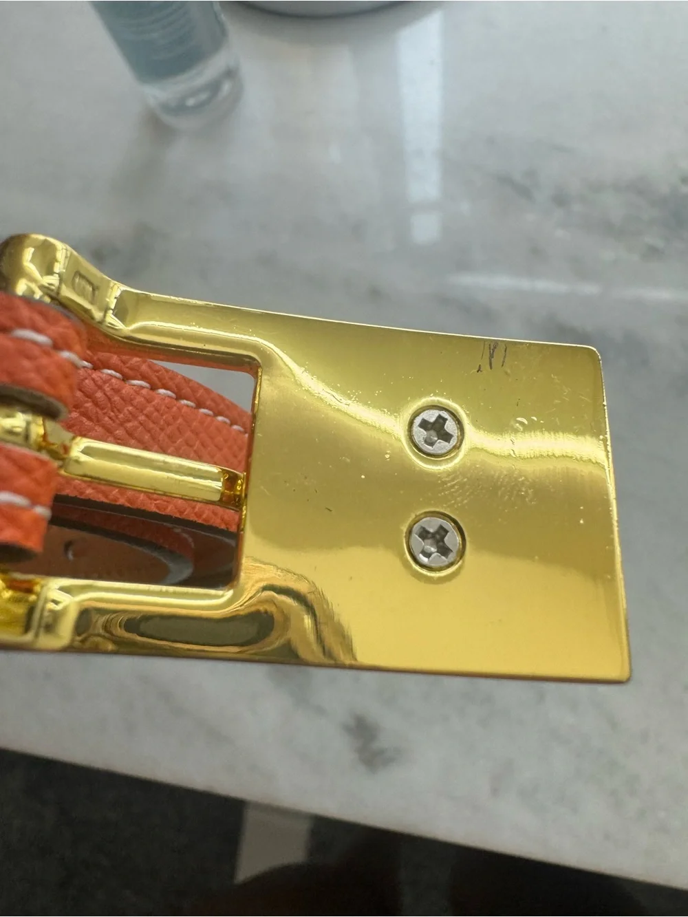 Hermès Orange and gold belt with a classic lock